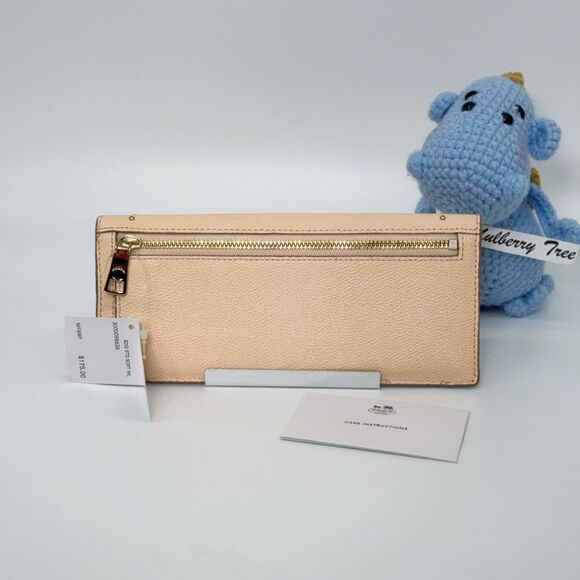 NWT COACH 52772 Edge Studs Crossgrain Slim Soft Leather Card Wallet Apricot Gold - Picture 3 of 7